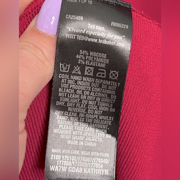 TED BAKER  •CATHERINE CUT WORK KNIT DRESS • MAGENTA - Picture 5 of 5